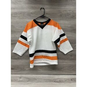 Vintage 90s Reach Deadstock  Sports Blank Practice Hockey Jersey White Orange